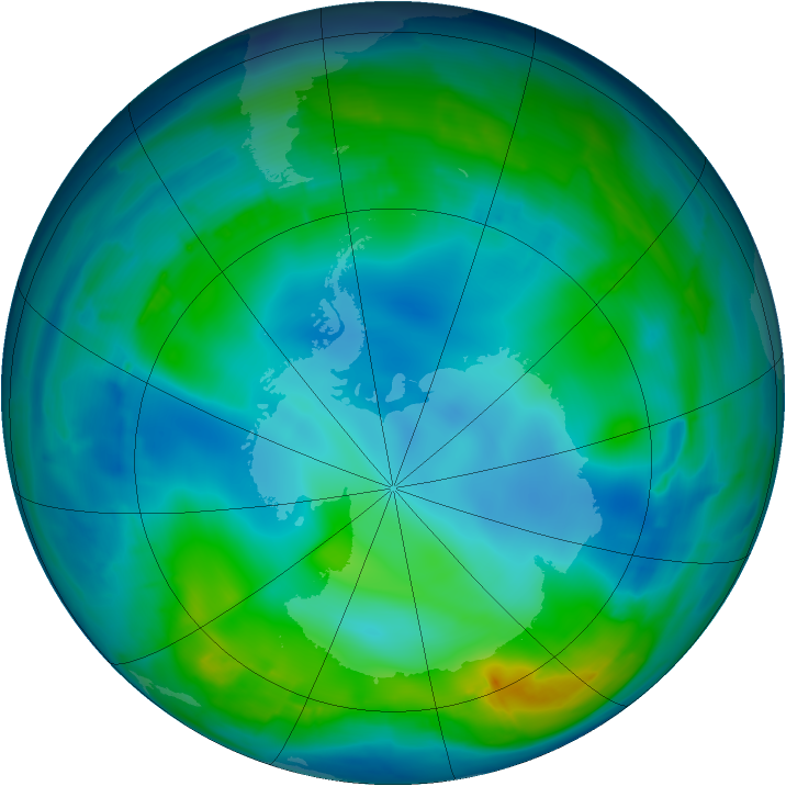 Antarctic ozone map for 18 May 2009